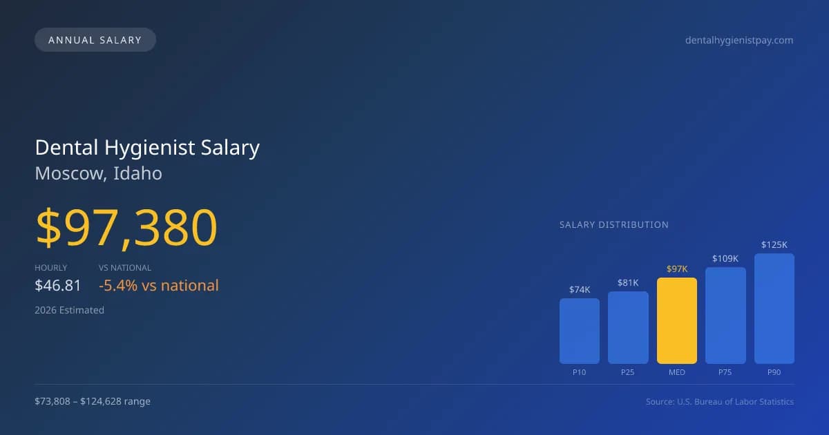 Dental Hygienist Salary in Moscow, ID — 2026 est., based on 2025 BLS