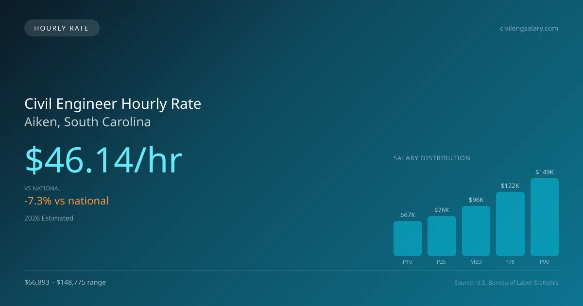 Civil Engineer Hourly Rate in Aiken, SC — 2026 est., based on 2025 BLS