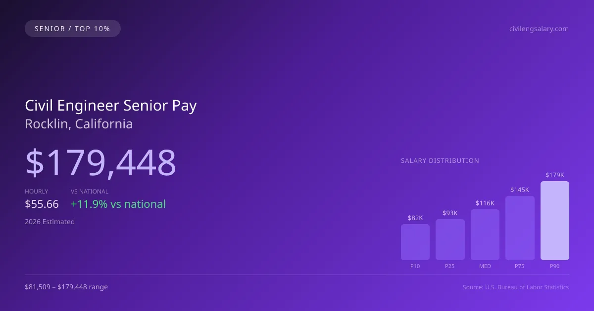Civil Engineer Senior Salary in Rocklin, CA — 2026 est., based on 2025 BLS