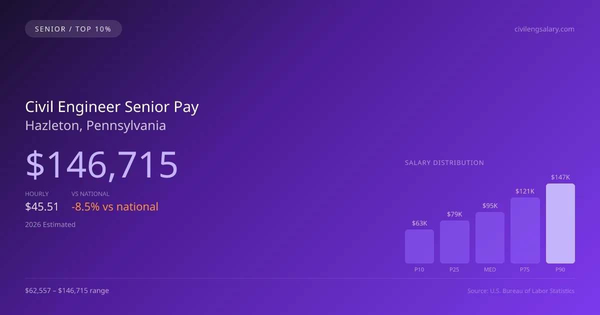 Civil Engineer Senior Salary in Hazleton, PA — 2026 est., based on 2025 BLS