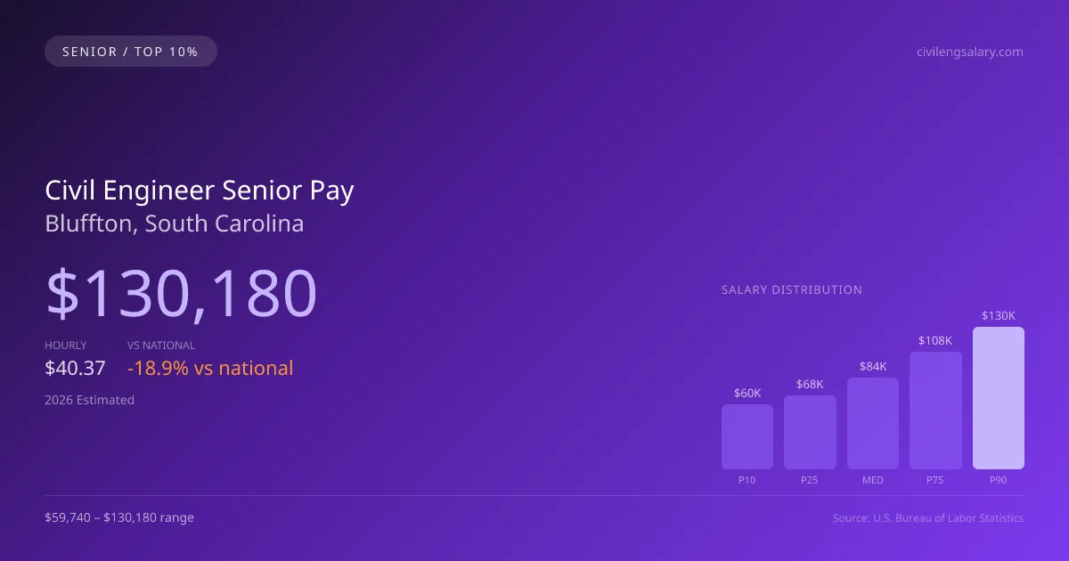 Civil Engineer Senior Salary in Bluffton, SC — 2026 est., based on 2025 BLS